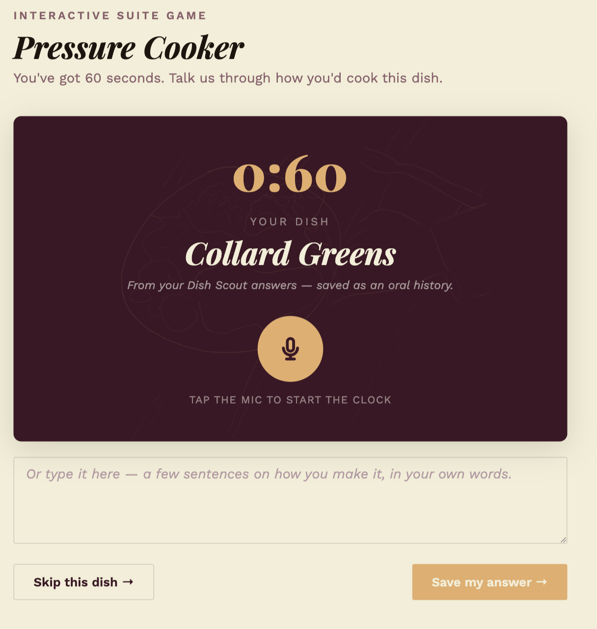 Pressure Cooker: 60 seconds to talk through how you cook collard greens